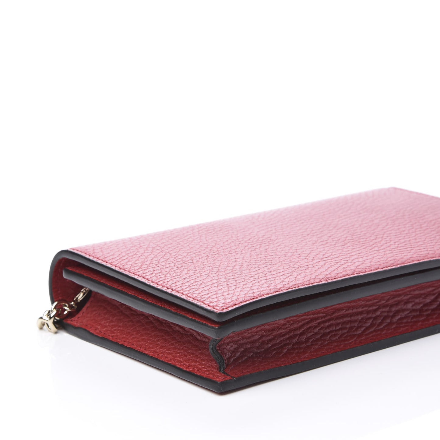 Dollar Calfskin Medium Betty Chain Wallet Red