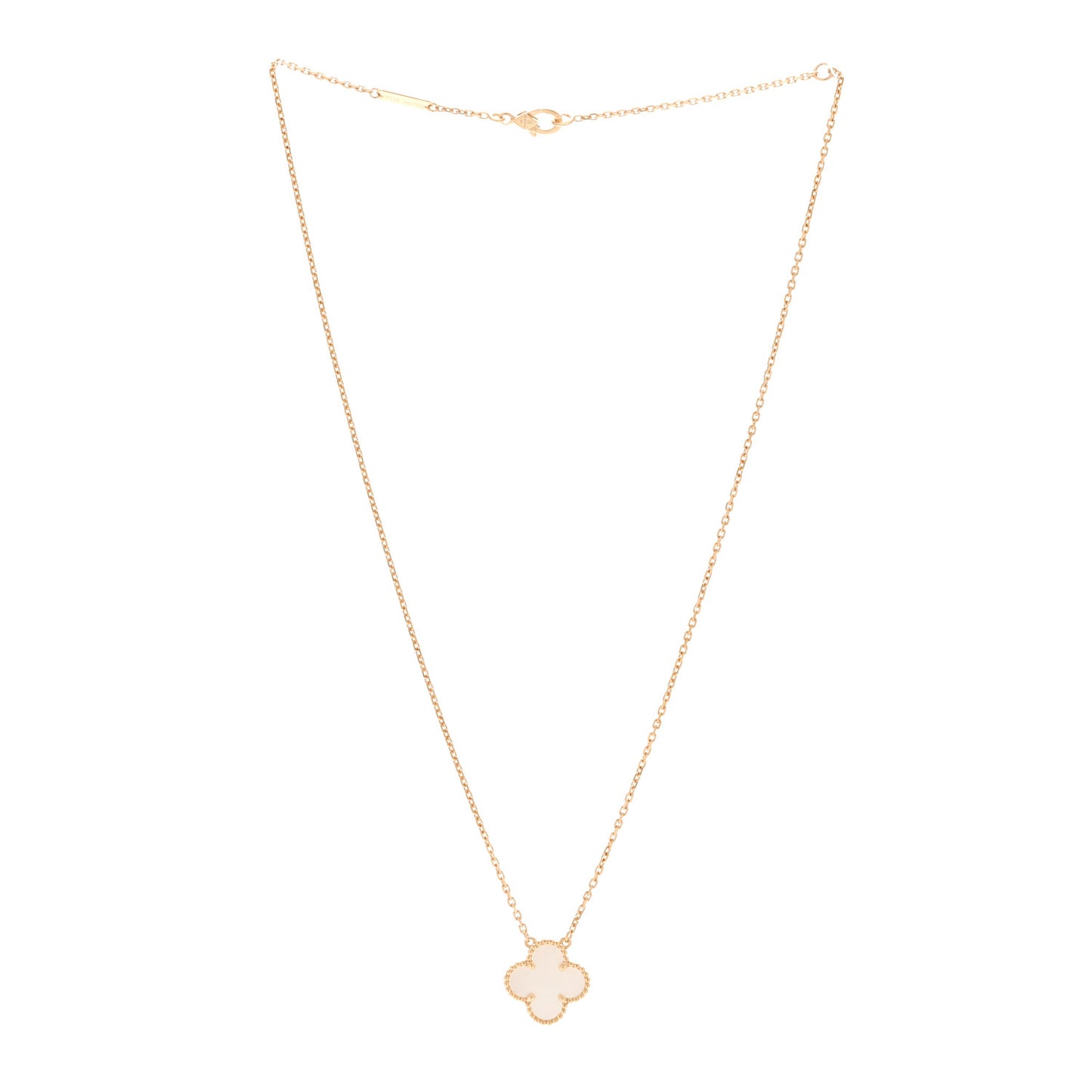 18K Yellow Gold Mother of Pearl Vintage Alhambra Pendant Necklace