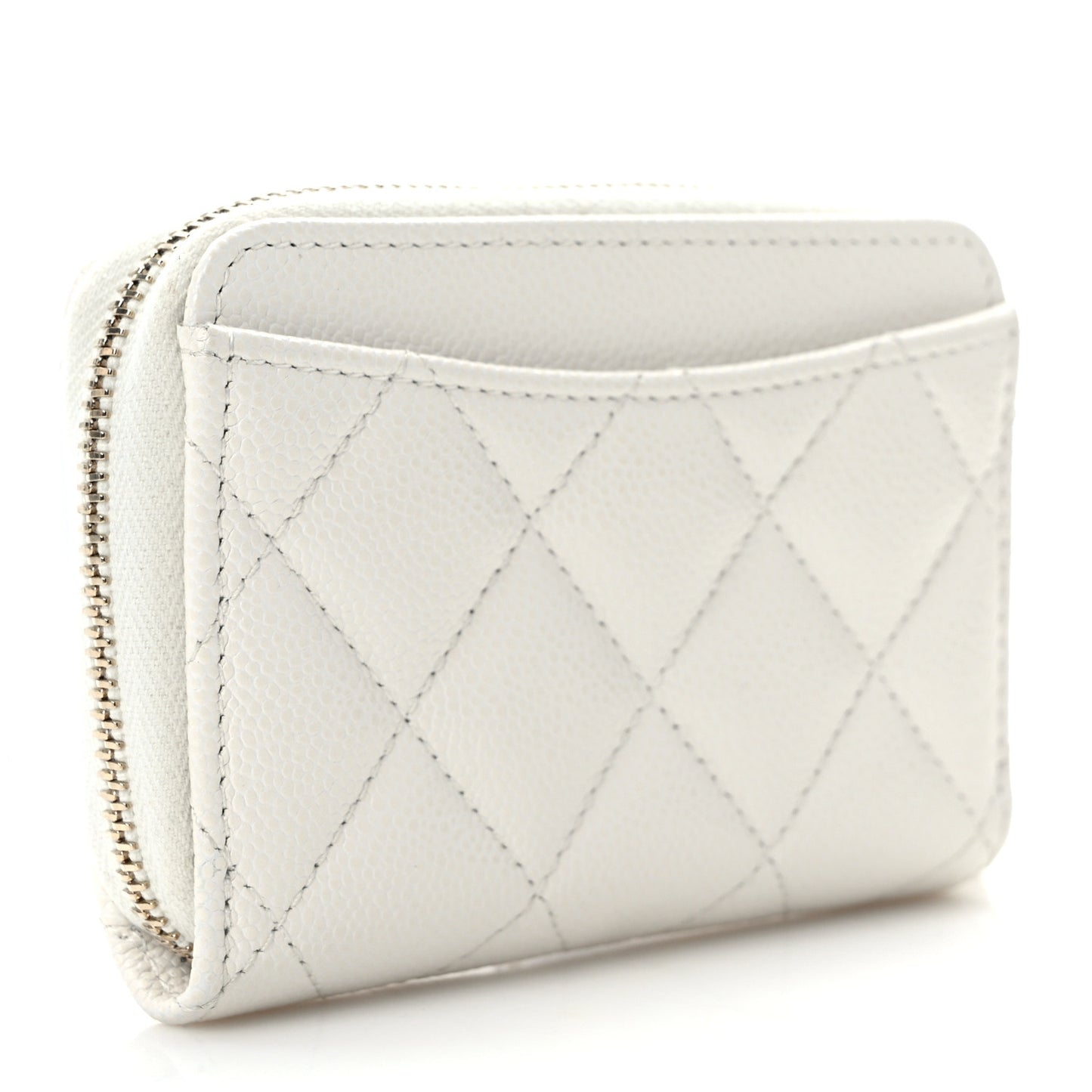 Caviar Quilted Classic Zipped Coin Purse White