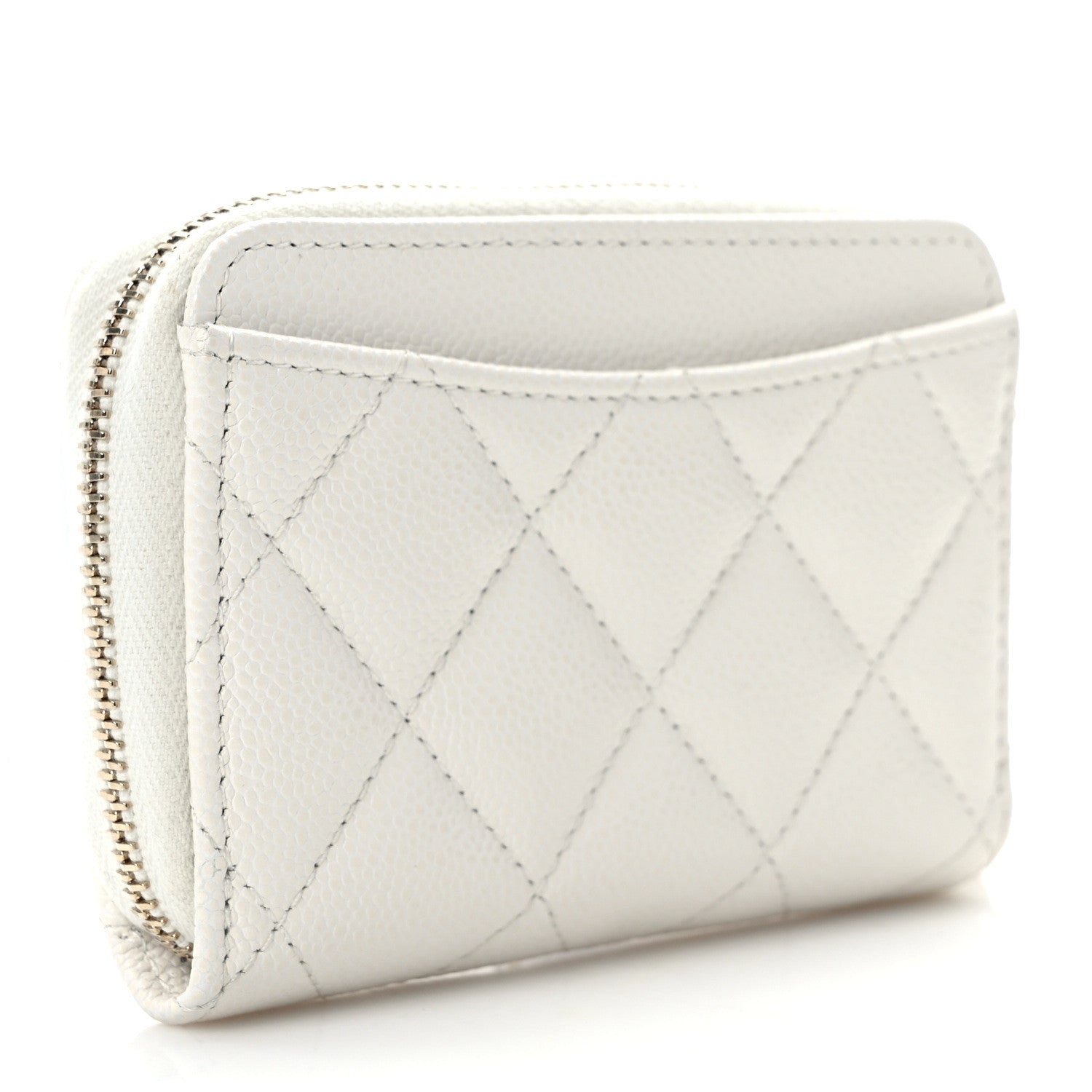Chanel Caviar Quilted Classic Zipped Coin Purse White 3 of 9