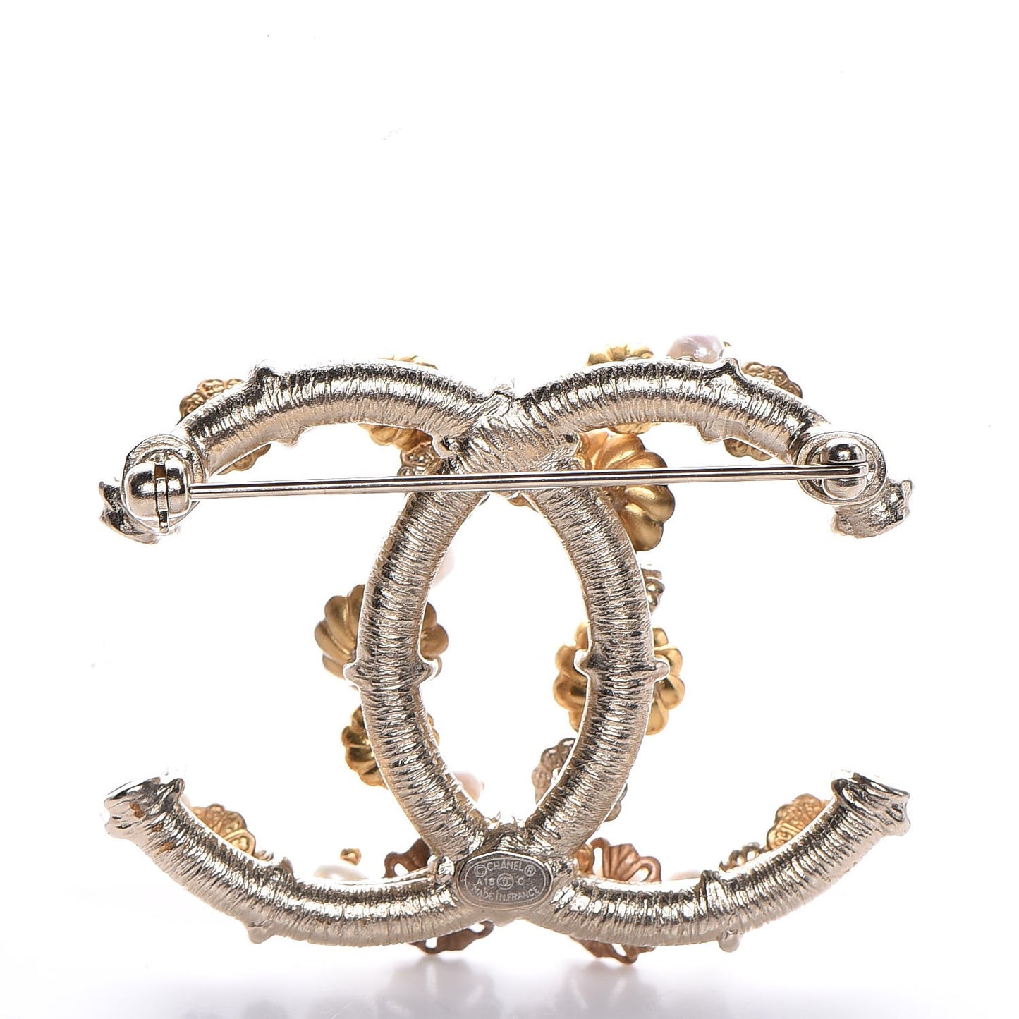 Pearl Flower CC Brooch Gold