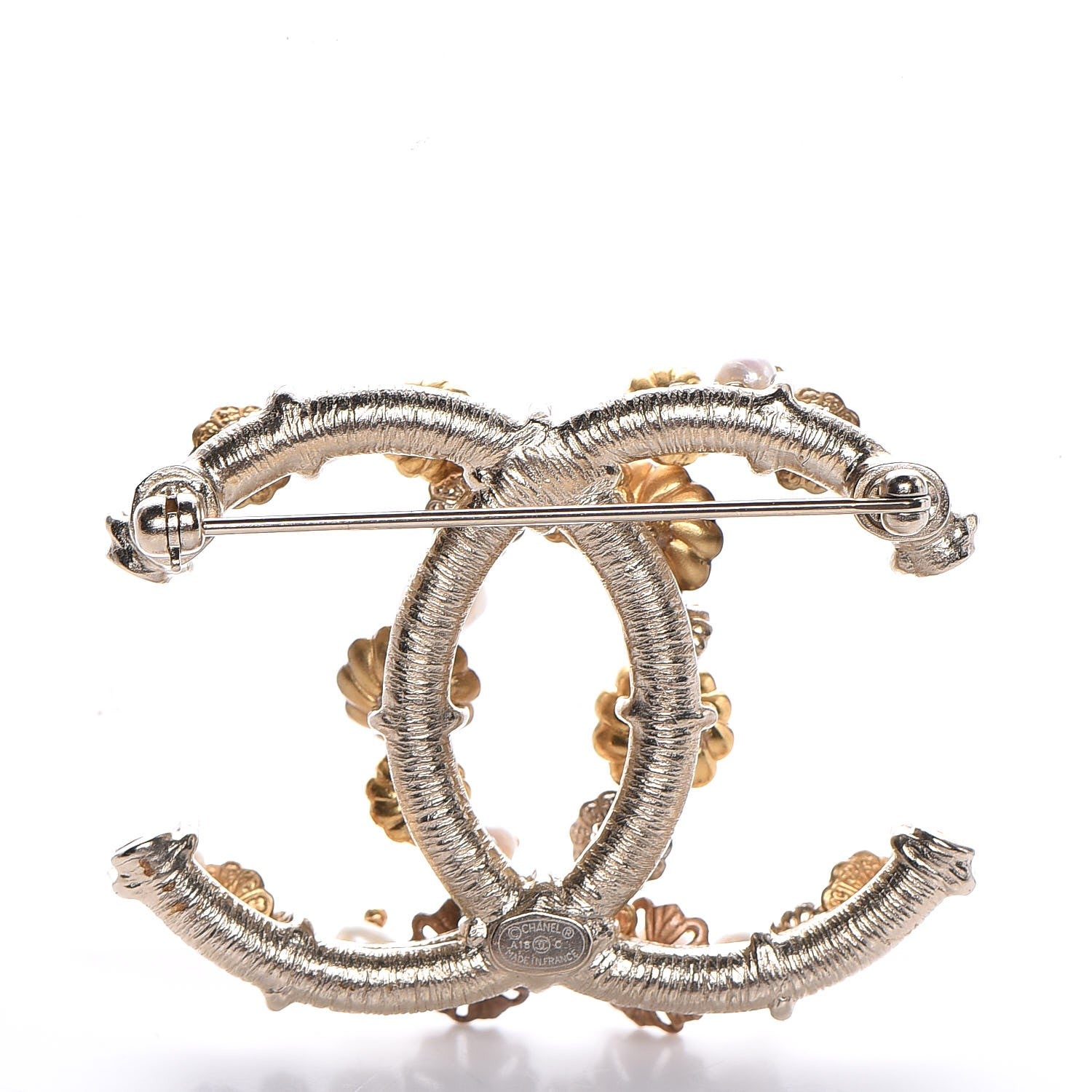 Chanel Pearl Flower CC Brooch Gold 3 of 5