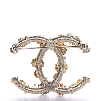 Chanel Pearl Flower CC Brooch Gold 3 of 5