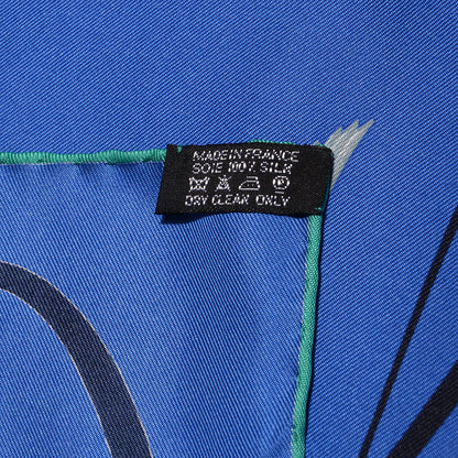 Hermes Silk Faune Lettree Scarf 90 Bleu 5 of 5