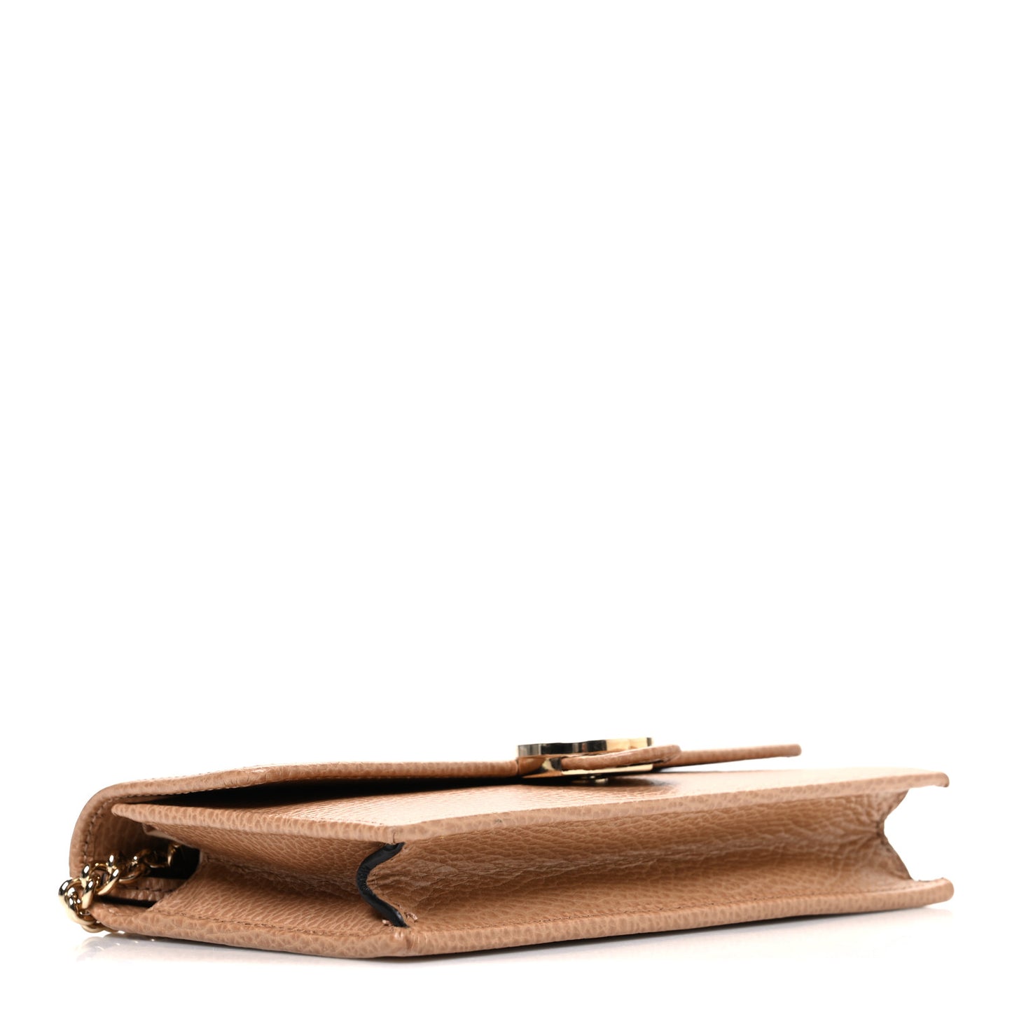 Dollar Calfskin Interlocking G Chain Wallet Camelia