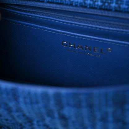 Chanel Tweed Quilted Mini Rectangular Flap Navy Blue 12 of 13