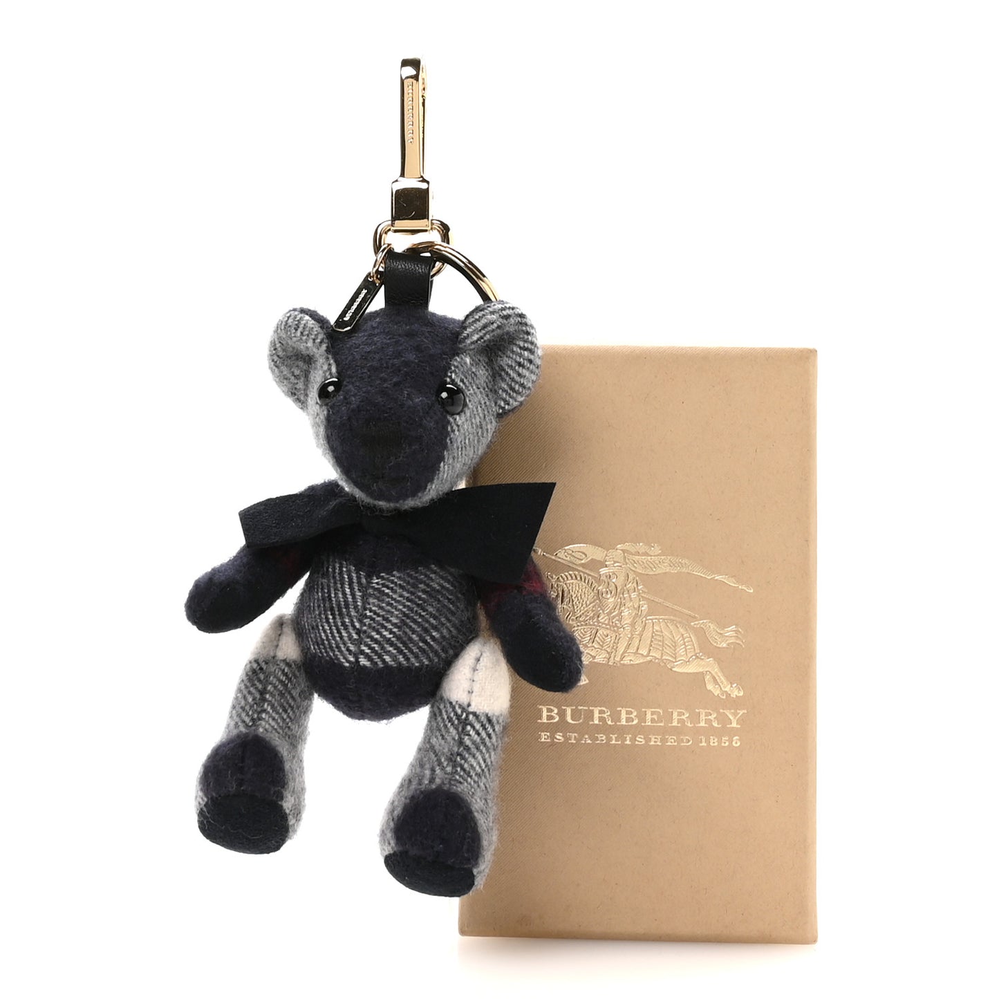 Cashmere Check Thomas Bear Keychain Charm Navy