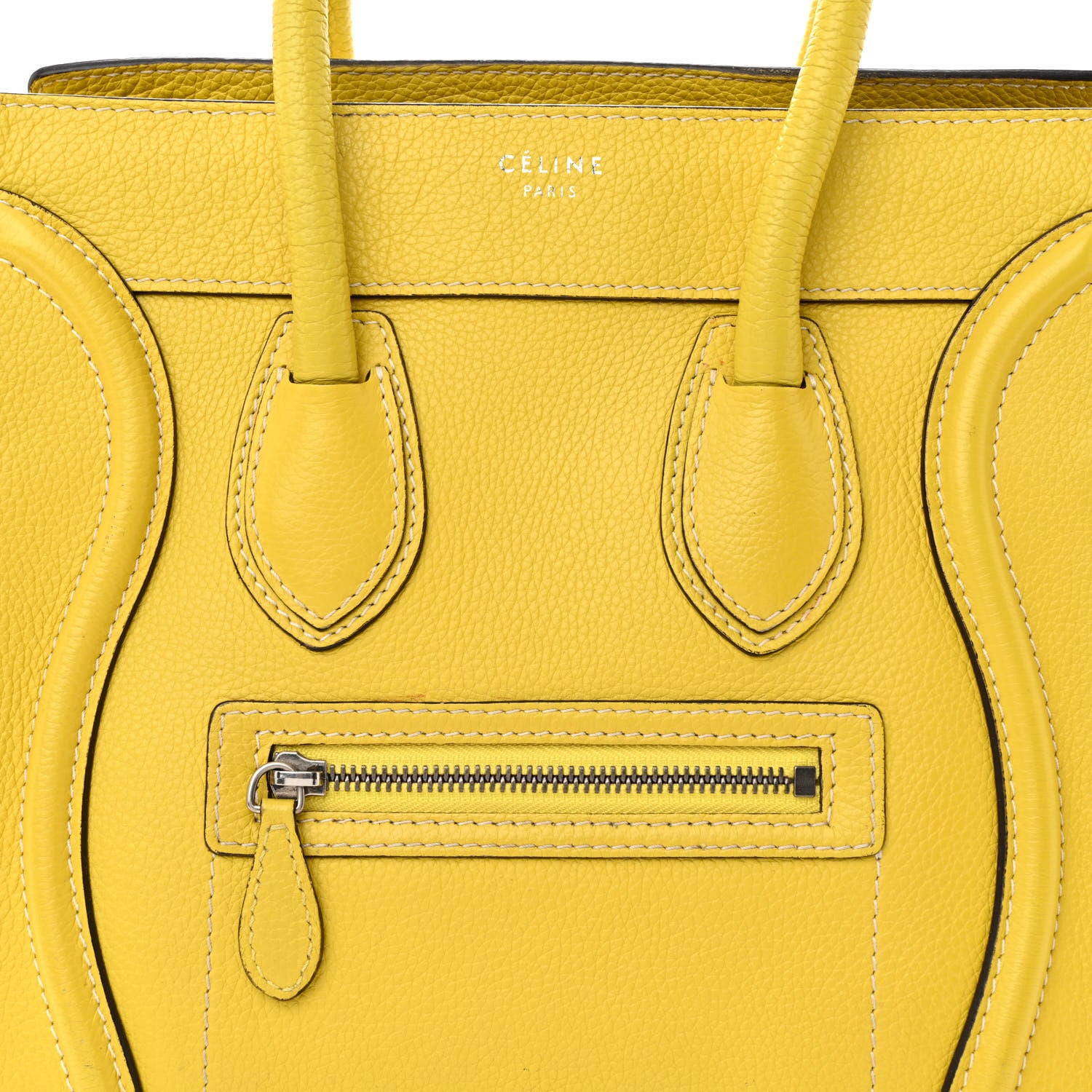 Celine Drummed Calfskin Micro Luggage Citron 10 of 18