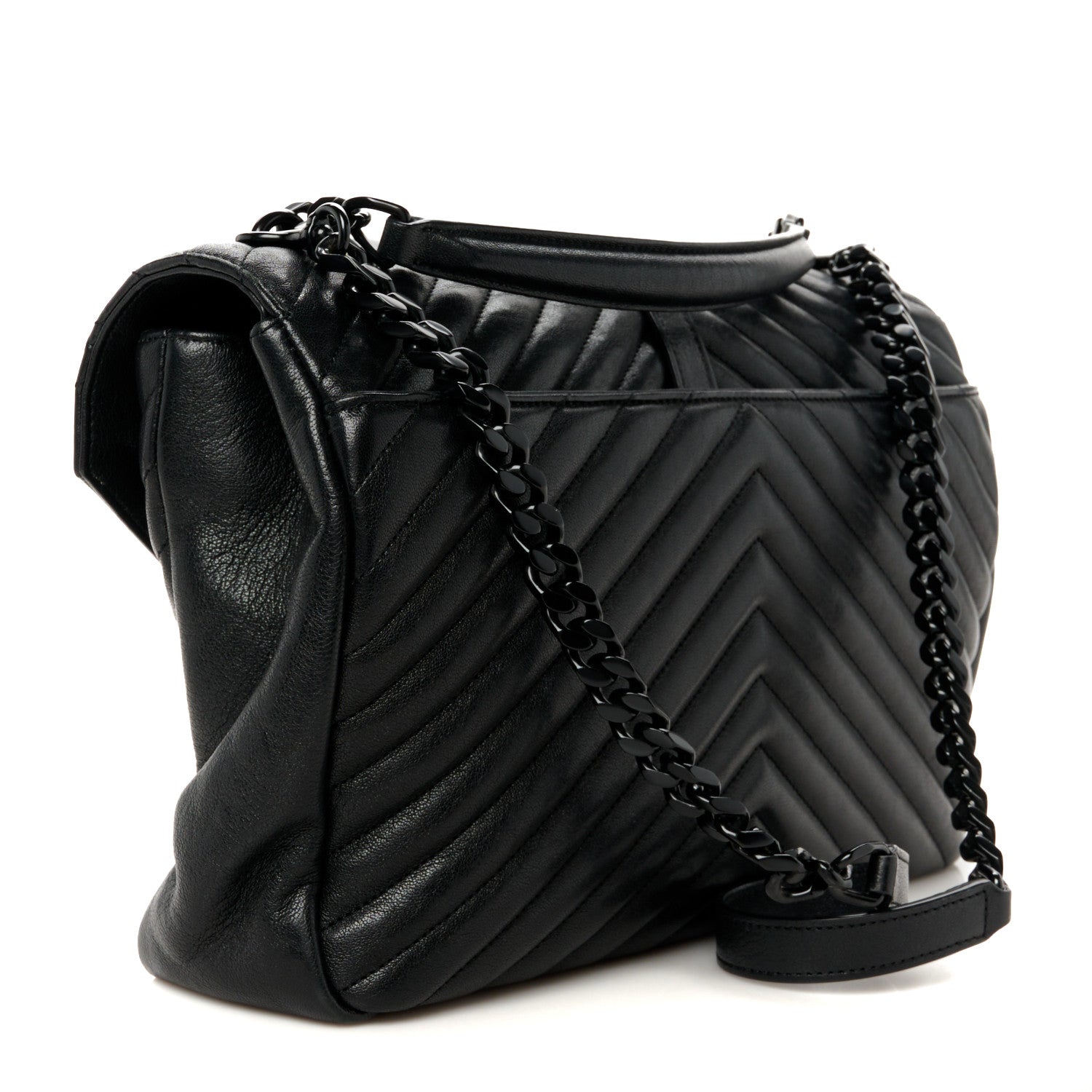 Saint Laurent Sheepskin Matelasse Chevron Monogram Monochrome Large College Satchel Black 3 of 11