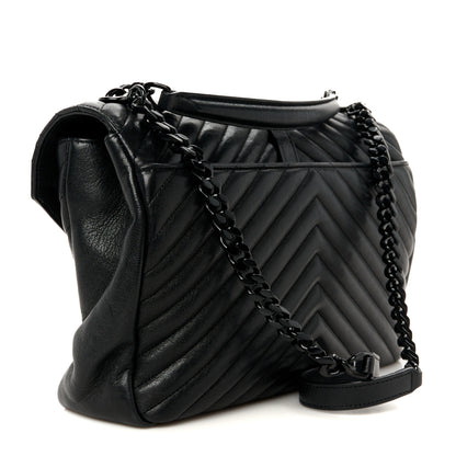 Saint Laurent Sheepskin Matelasse Chevron Monogram Monochrome Large College Satchel Black 3 of 11
