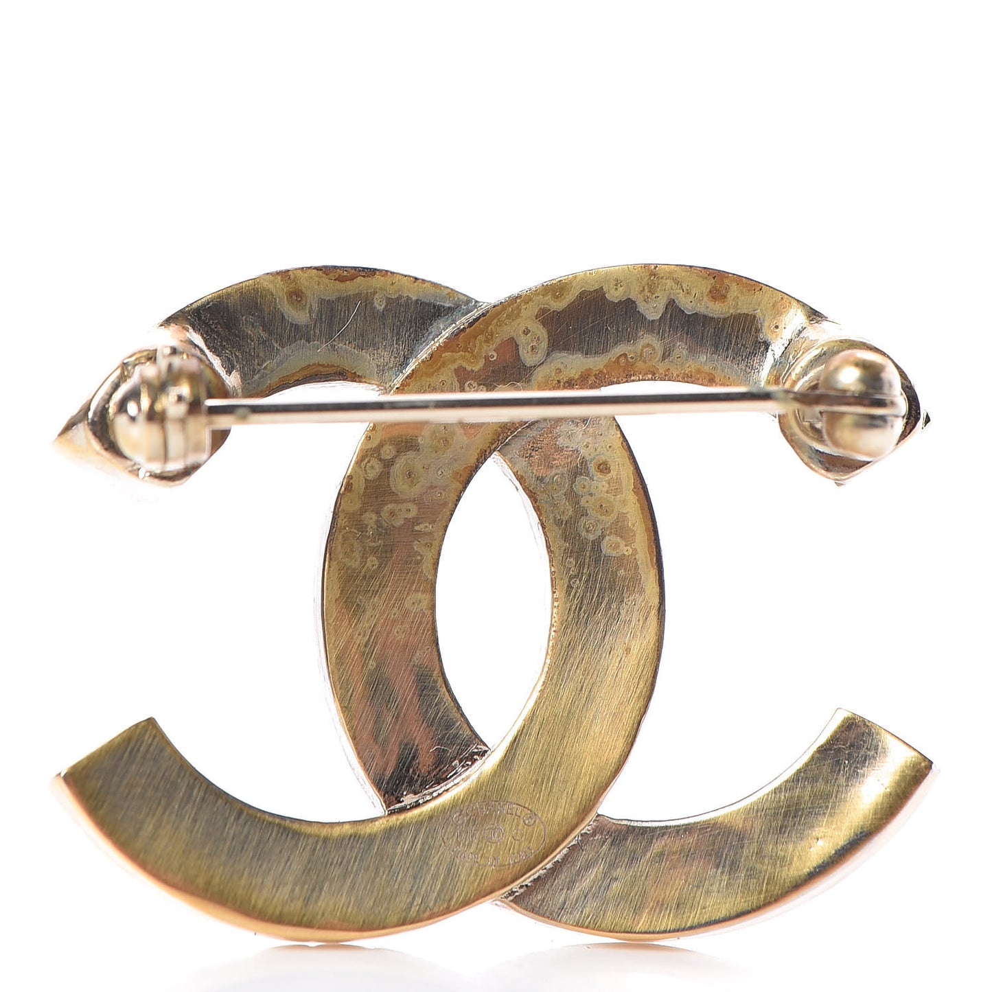 Baguette Crystal Quilted CC Brooch Gold