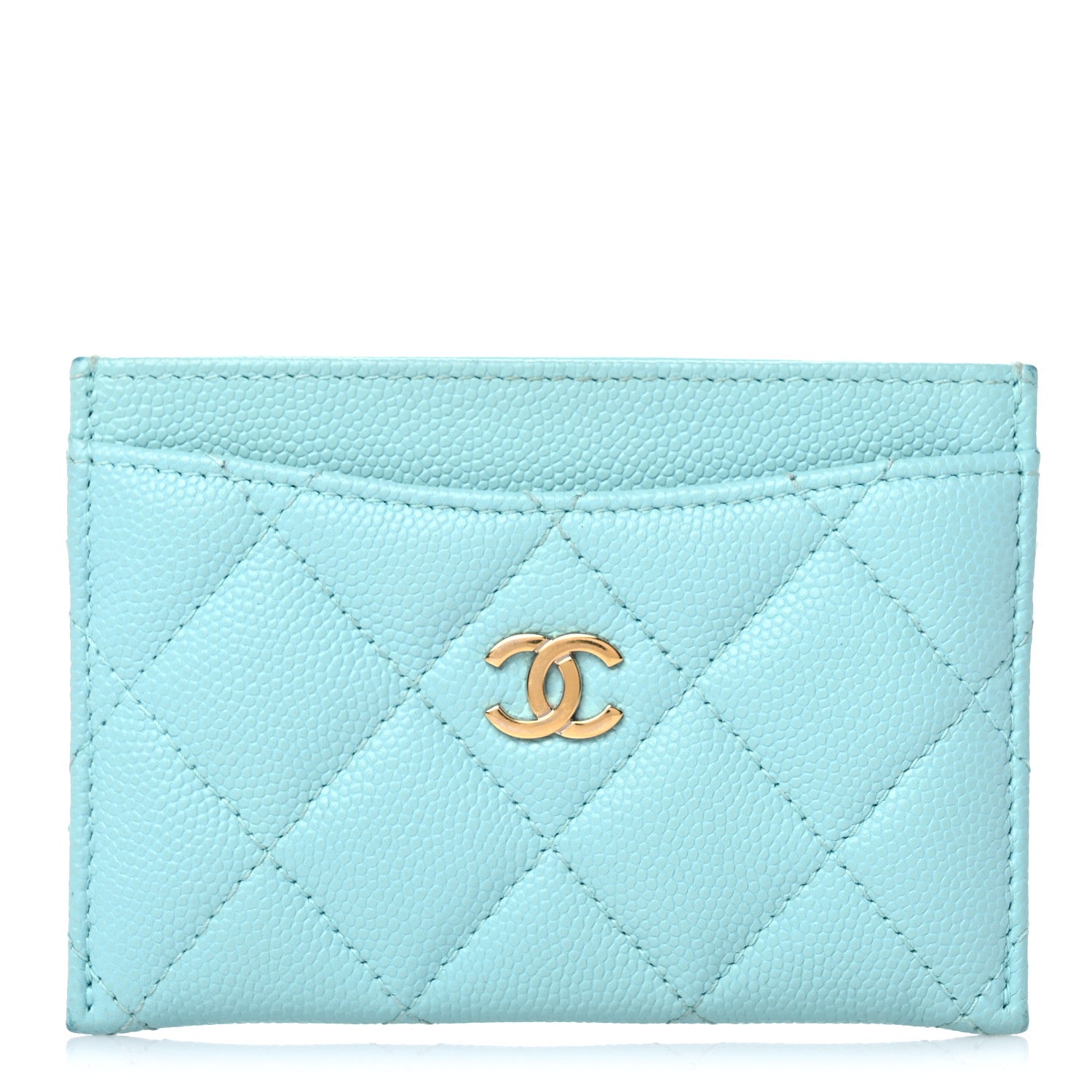 Chanel Caviar Quilted Card Holder Light Blue 1 of 15