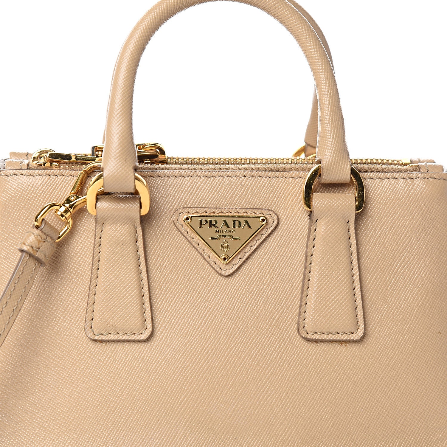 Prada Saffiano Lux Micro Galleria Double Zip Tote Sabbia 9 of 12
