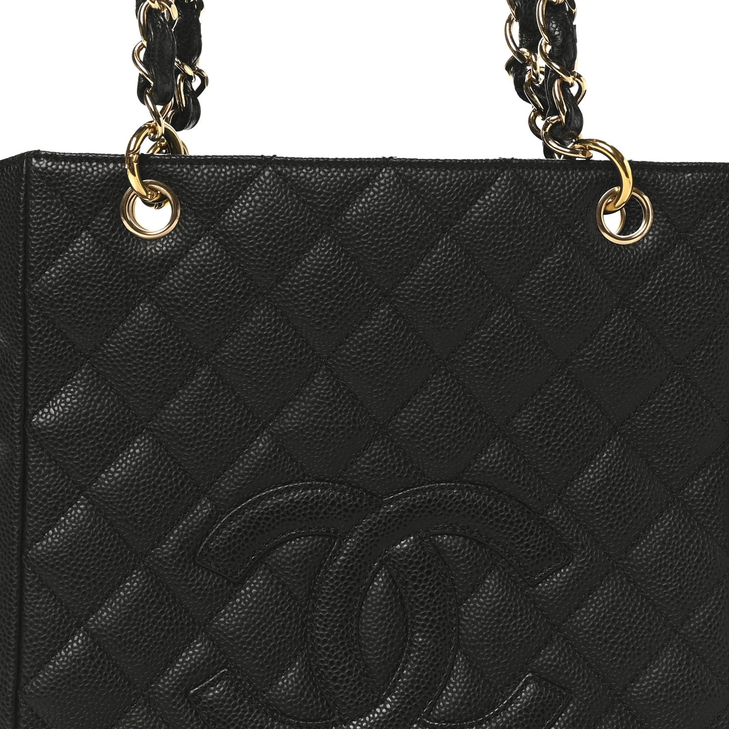 Caviar Quilted Petit Shopping Tote PST Black