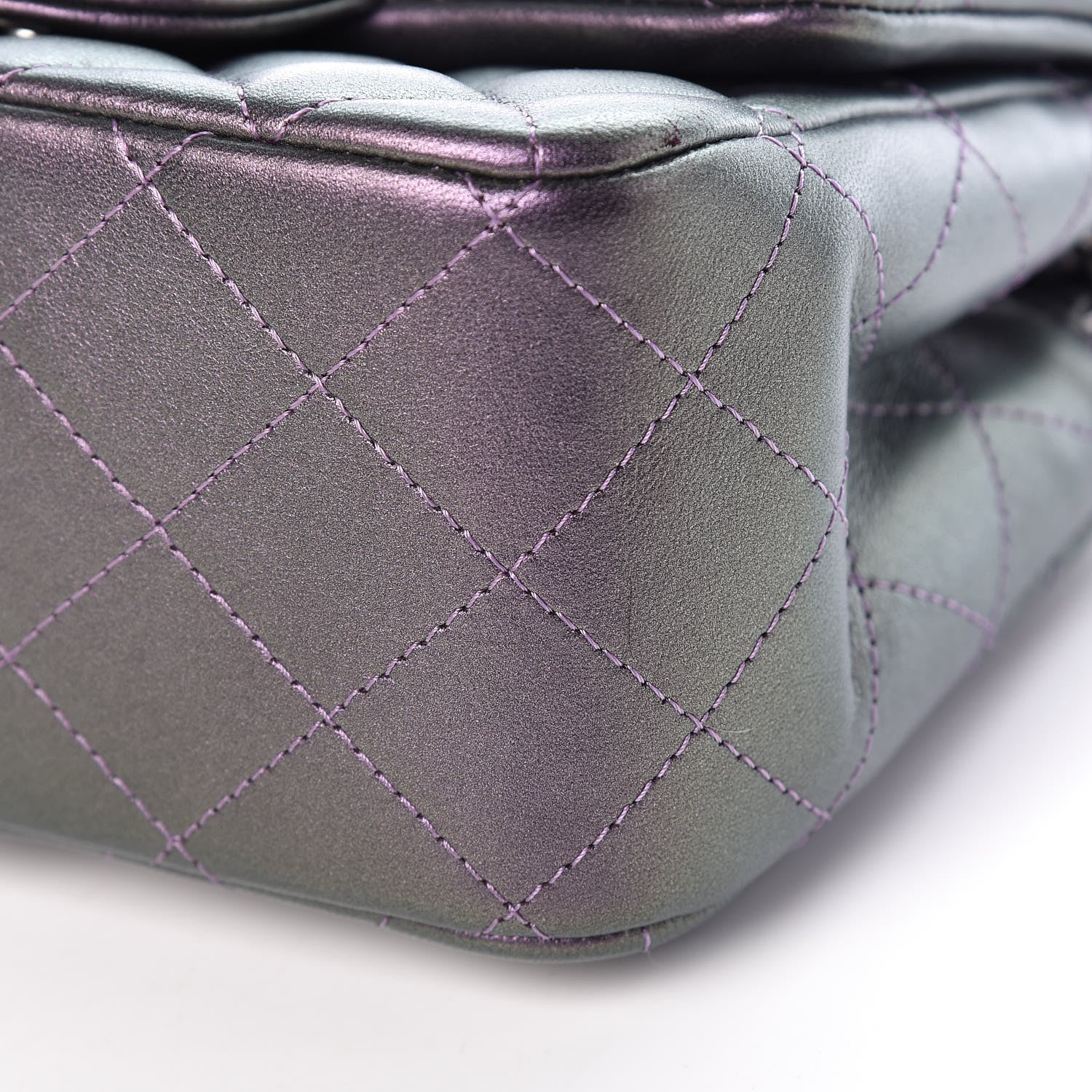 Chanel Iridescent Lambskin Quilted Mini Square Flap Dark Purple 10 of 10