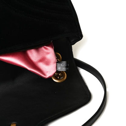 Gucci Velvet Matelasse Small GG Marmont Shoulder Bag Black 8 of 16