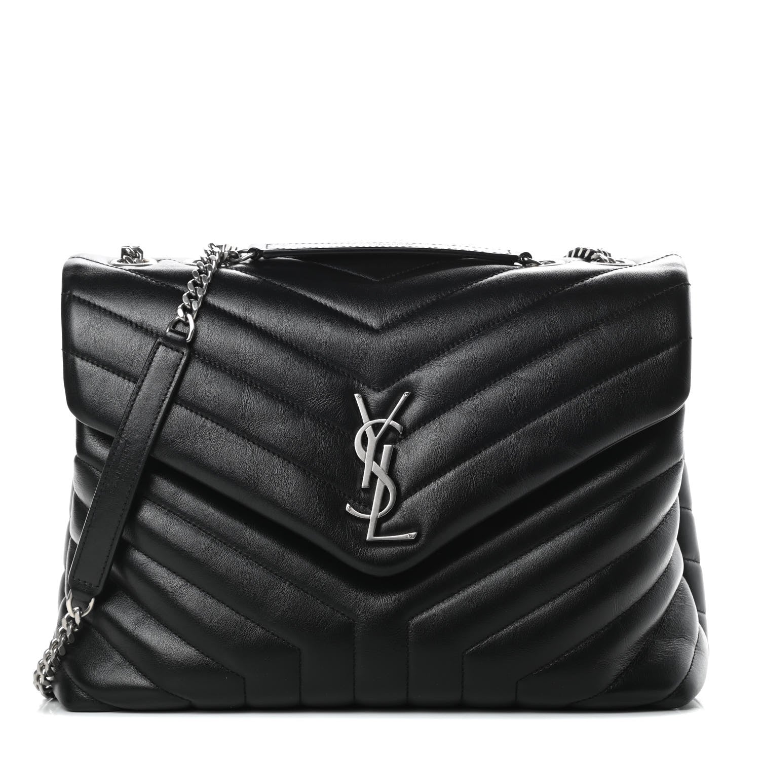 Saint Laurent Calfskin Y Quilted Monogram Medium Loulou Chain Satchel Black 1 of 15