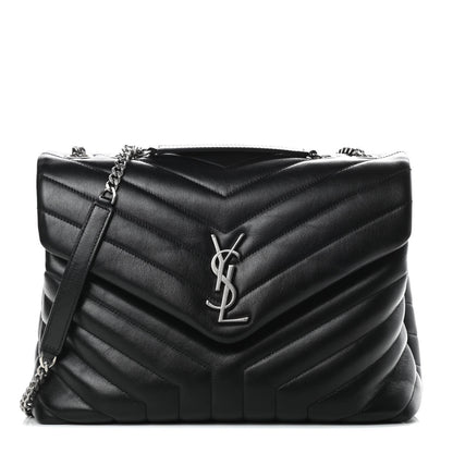 Saint Laurent Calfskin Y Quilted Monogram Medium Loulou Chain Satchel Black 1 of 15