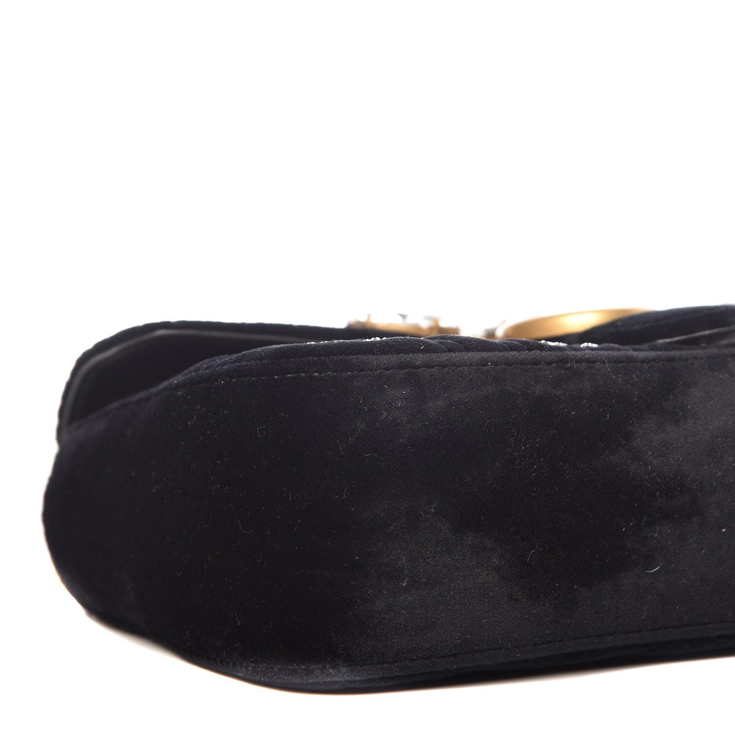 Gucci Velvet Matelasse Marquise Crystals Embroidered Small GG Marmont Shoulder Bag Black 5 of 9