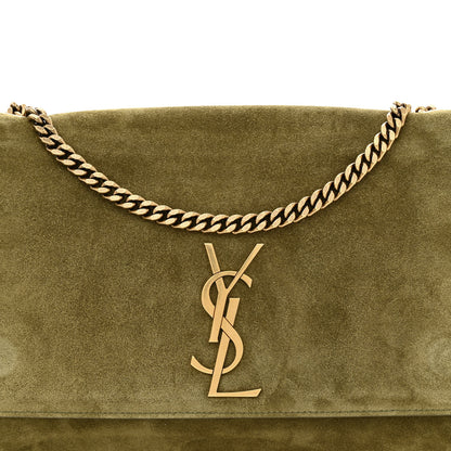 Saint Laurent Smooth Calfskin Suede Medium Reversible Monogram Kate Satchel Loden Green 12 of 17