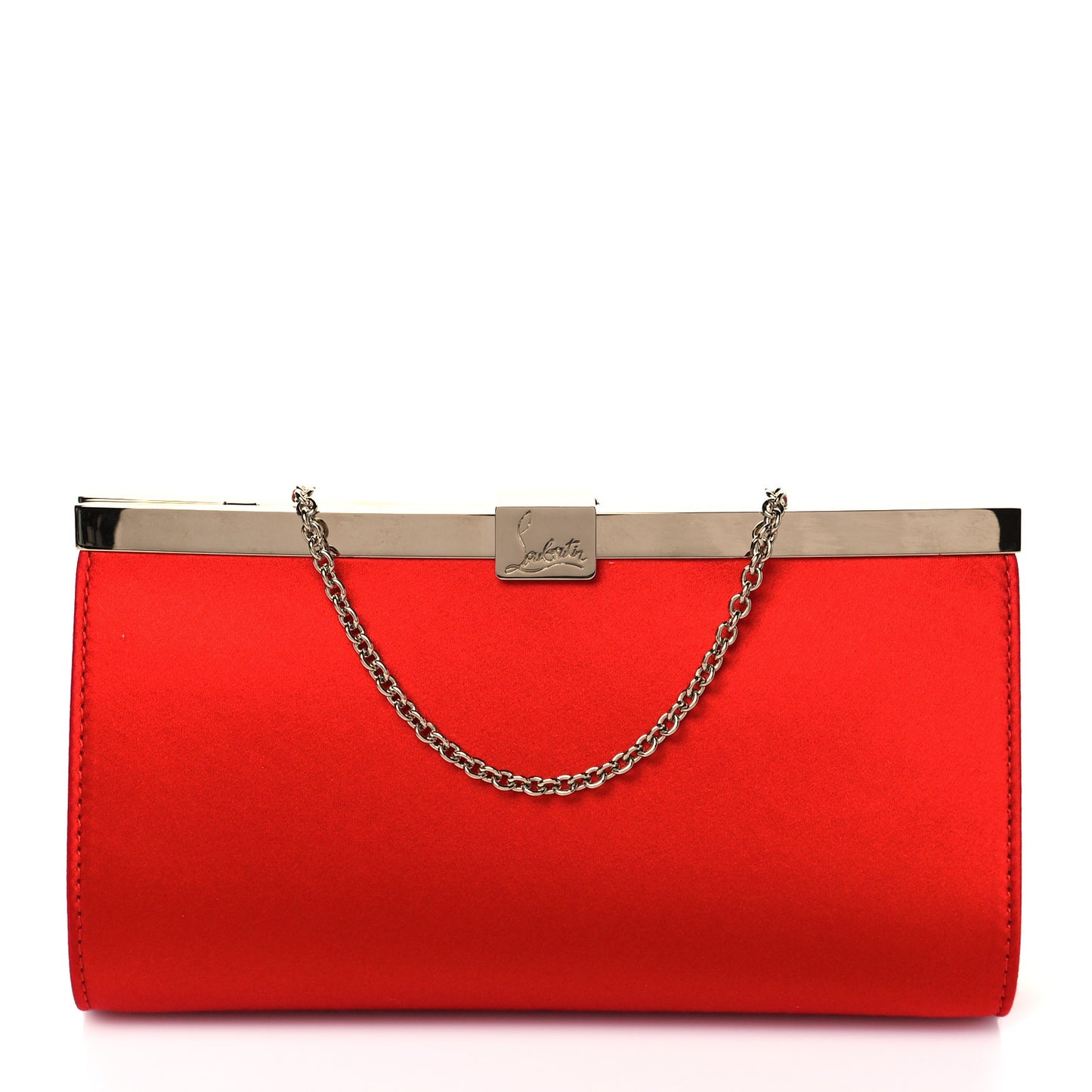 Satin Palmette Clutch Red