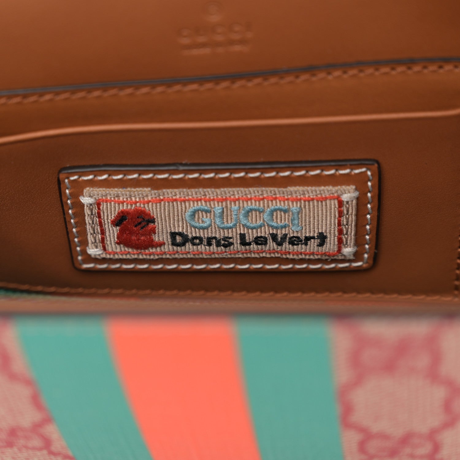 Gucci X DANS LE VERT GG Supreme Monogram Cuoio Web Mini Retro Interlocking G Top Handle Beige Rosso Ebony Harness Brown 7 of 11