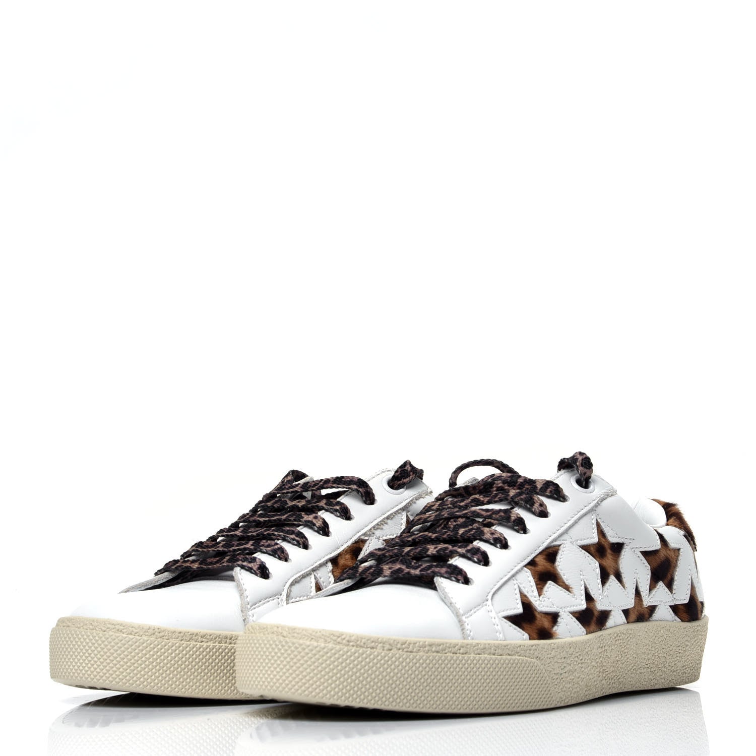 Saint Laurent Calfskin Pony Hair Star Court Sneakers 35 White 4 of 9