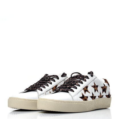 Saint Laurent Calfskin Pony Hair Star Court Sneakers 35 White 4 of 9