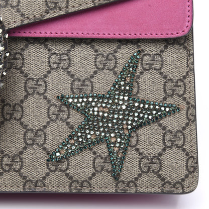 Gucci GG Supreme Monogram Suede Pierced Heart Embroidered Medium Dionysus Shoulder Bag Beige Ebony Pink Tropical Flower 13 of 16