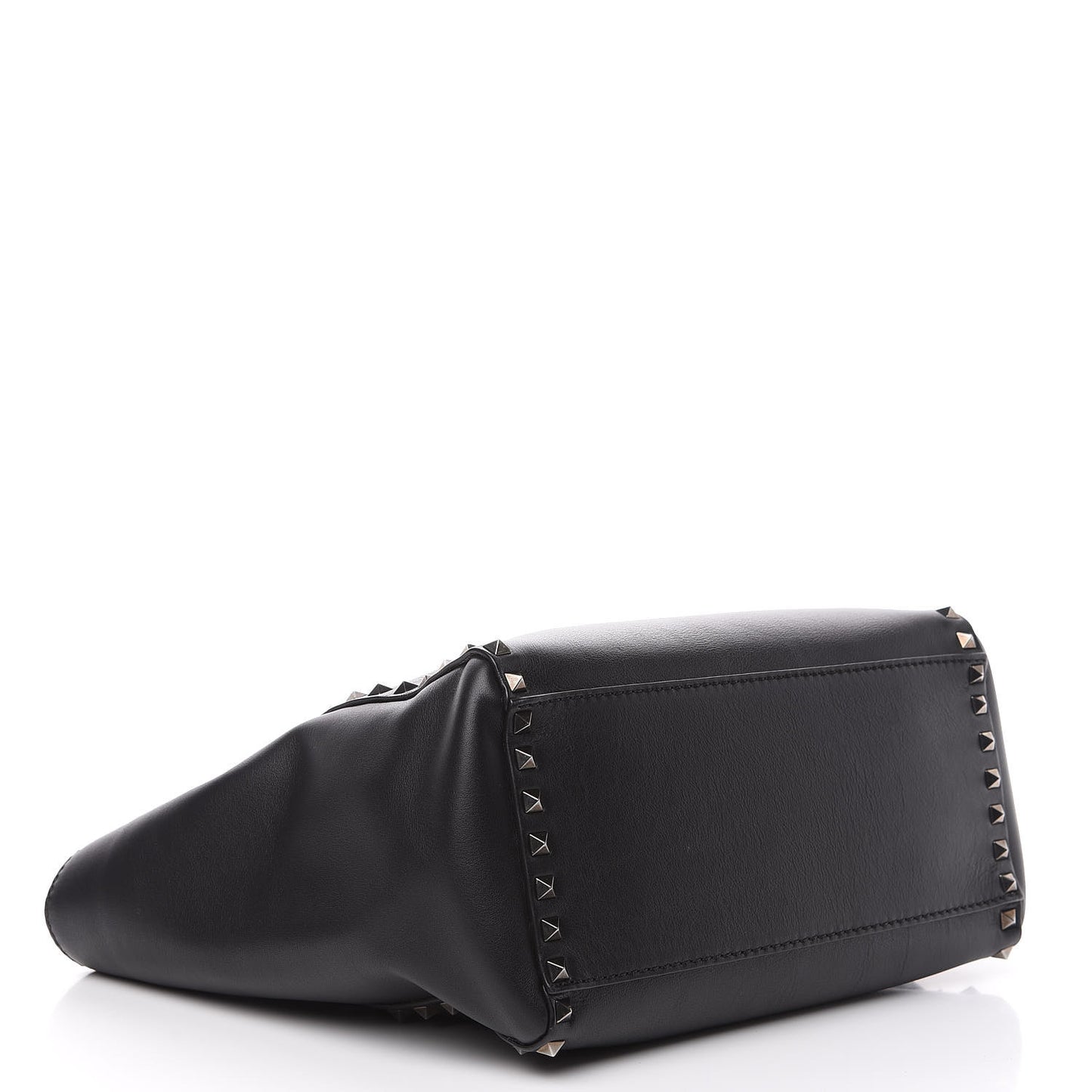 Vitello Rockstud Double Handle Tote Black