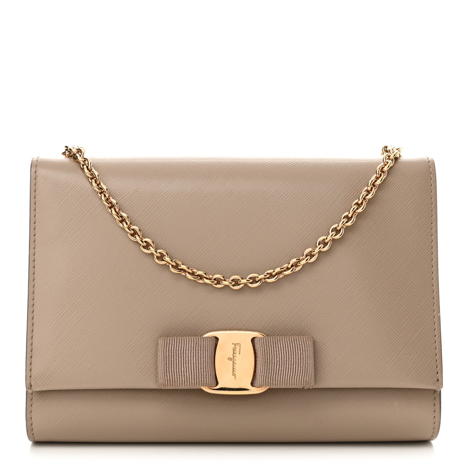 Salvatore Ferragamo Printed Calfskin Ginny Shoulder Bag Beige 1 of 14