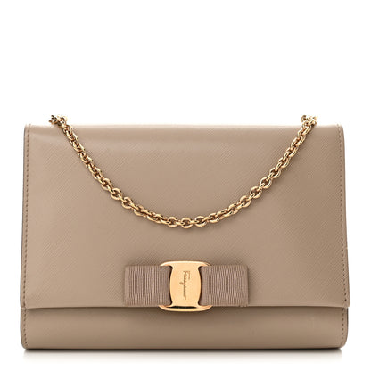 Salvatore Ferragamo Printed Calfskin Ginny Shoulder Bag Beige 1 of 14