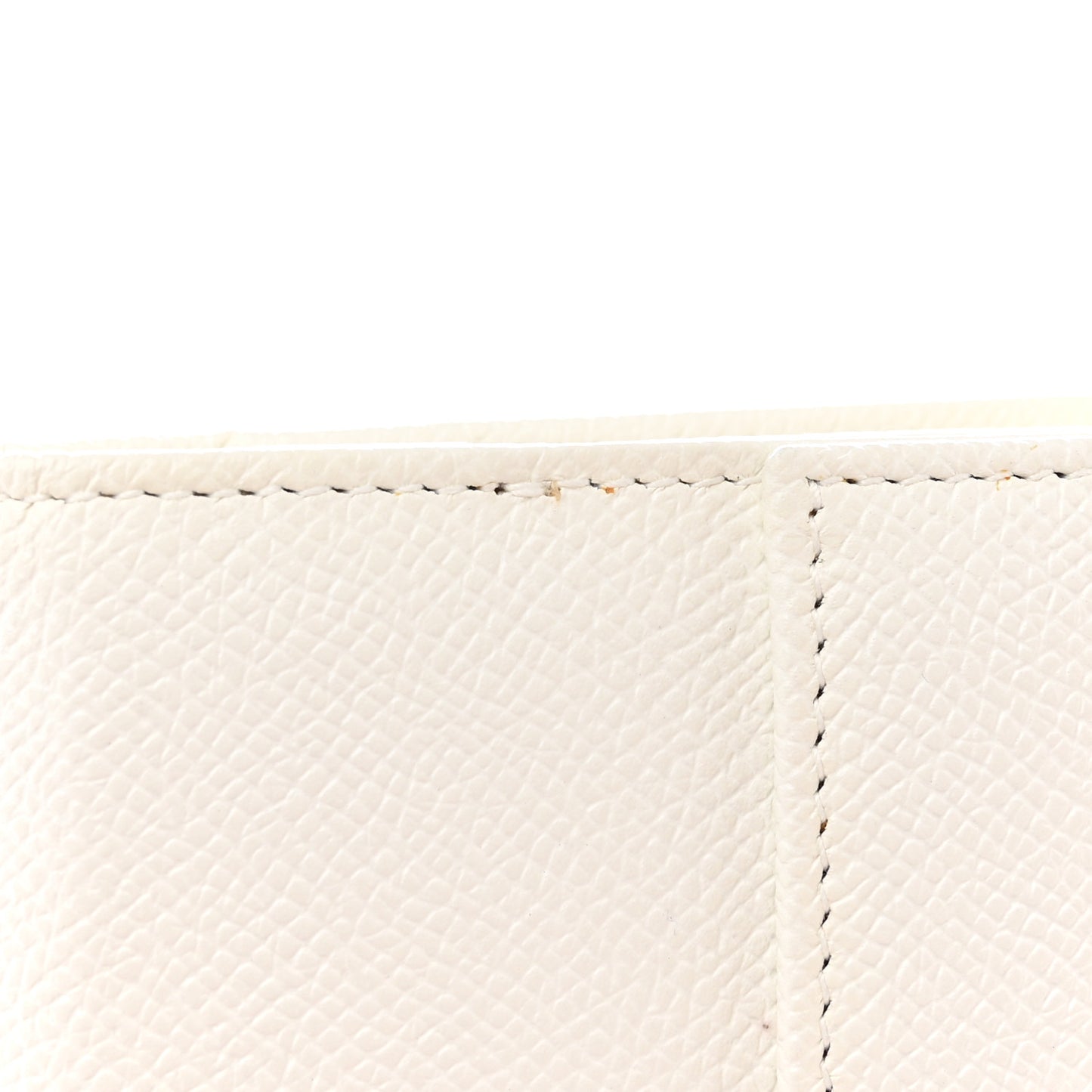 Grainy Calfskin Crystal Flap Wallet White