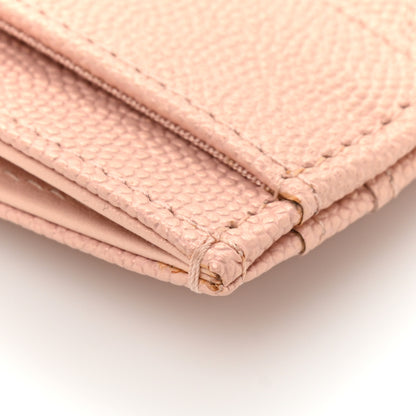 Chanel Metallic Caviar Chevron Quilted Vintage Mademoiselle Card Holder Pink 12 of 14
