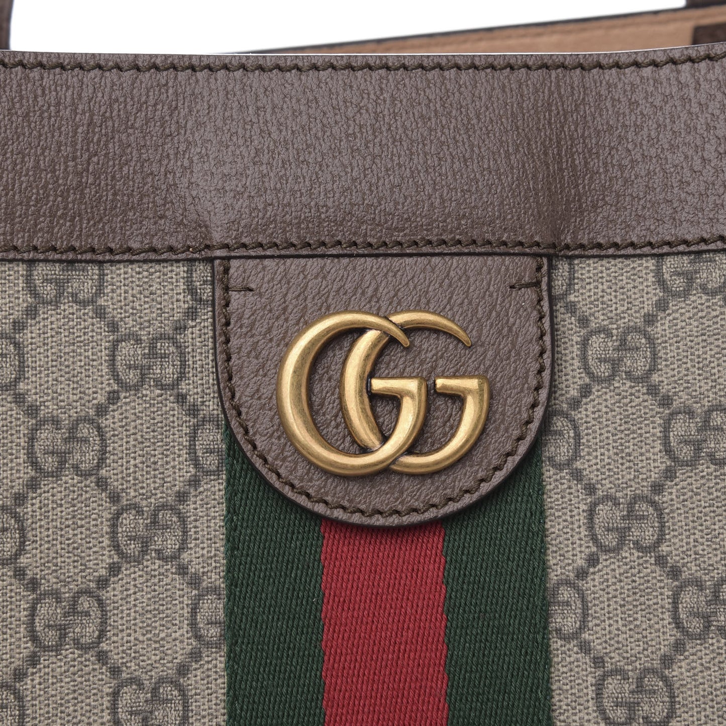 GG Supreme Monogram Web Ophidia Tote Brown