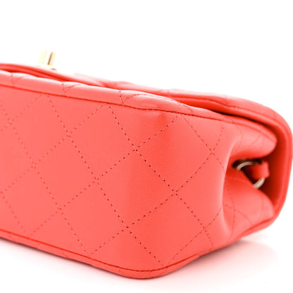 Chanel Lambskin Quilted Mini Rectangular Flap Coral 10 of 11