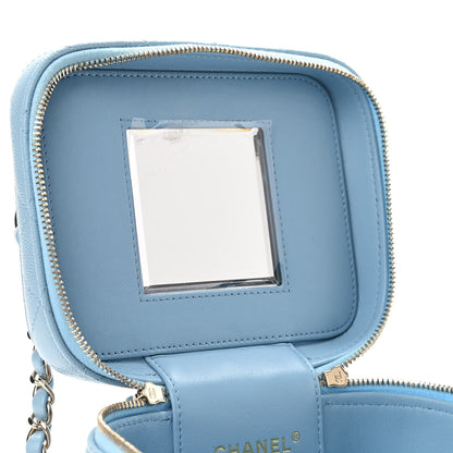 Chanel Caviar Quilted Top Handle Vanity Case With Chain Blue 6 of 12