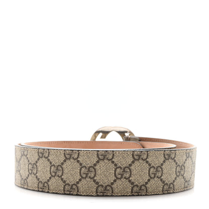 Gucci GG Supreme Monogram Selleria Calfskin Interlocking G Belt 100 40 Beige Ebony Cocoa 2 of 4