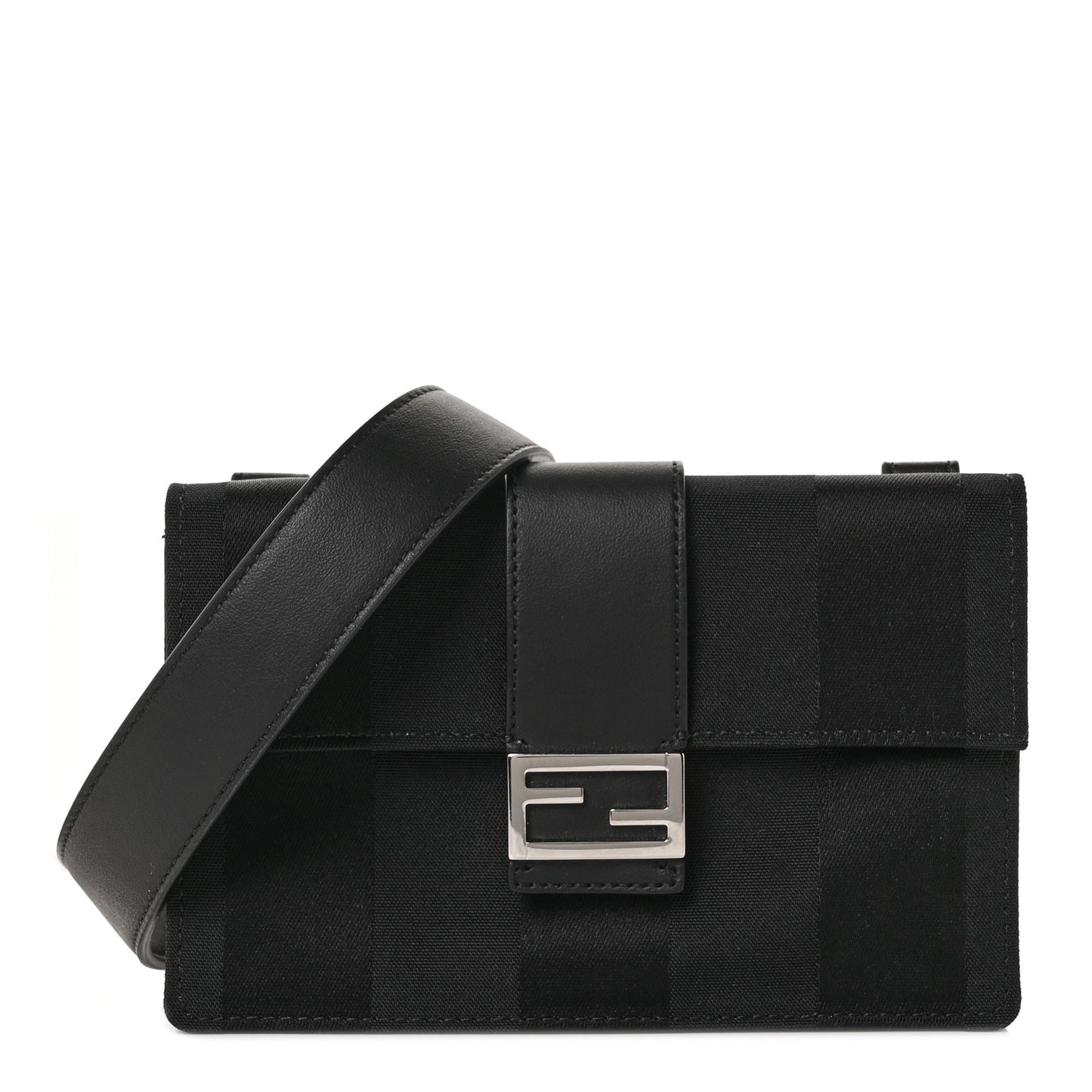 Recycled Nylon Vitello Grace Light Pequin Baguette Belt Pouch Black