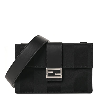 Fendi Recycled Nylon Vitello Grace Light Pequin Baguette Belt Pouch Black 1 of 7
