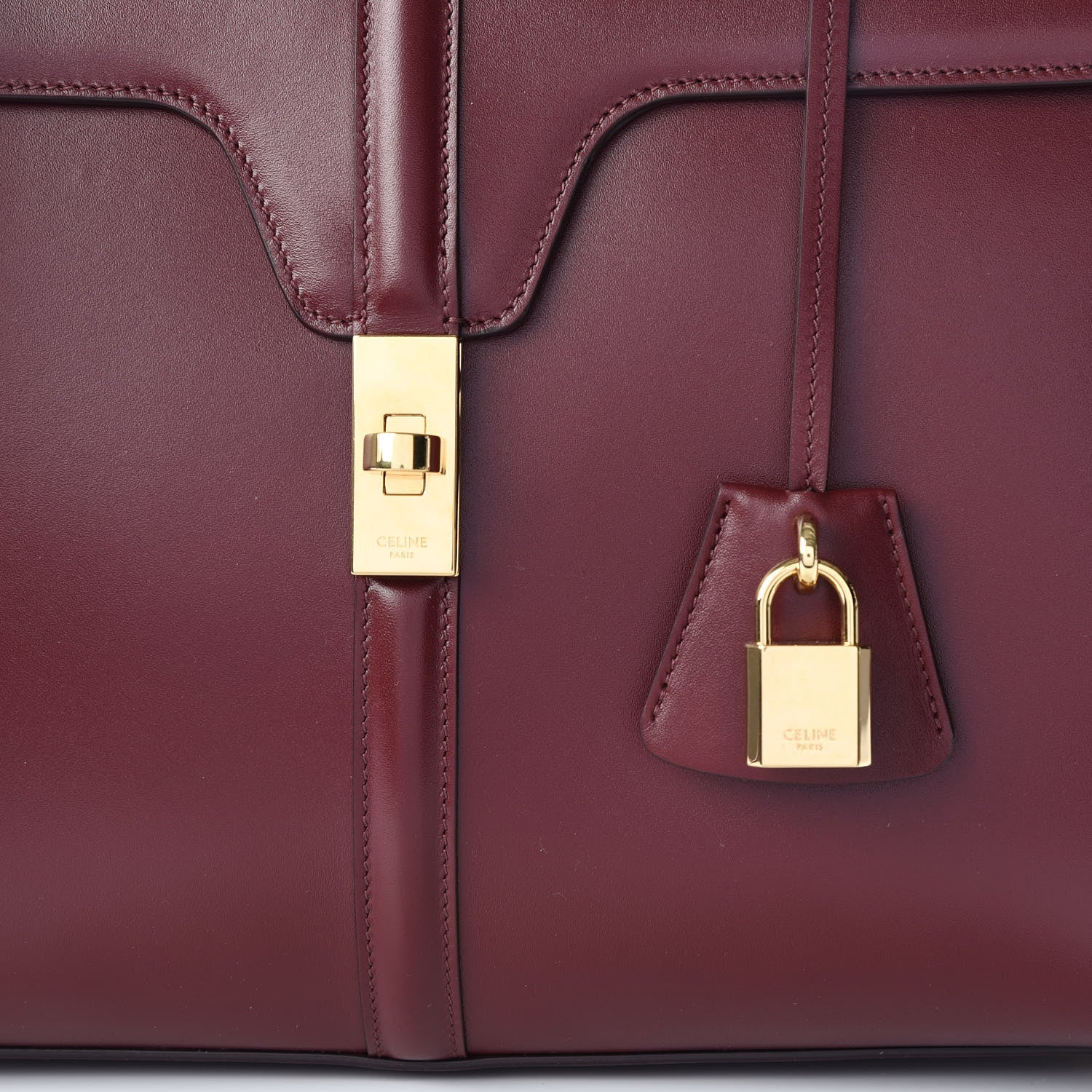 Celine Satinated Calfskin Medium 16 Top Handle Bag Light Burgundy 10 of 10