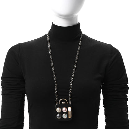Chanel Pearl Resin Crystal Lambskin CC No 5 Eyeshadow Mirror Pendant Necklace Multicolor 2 of 4