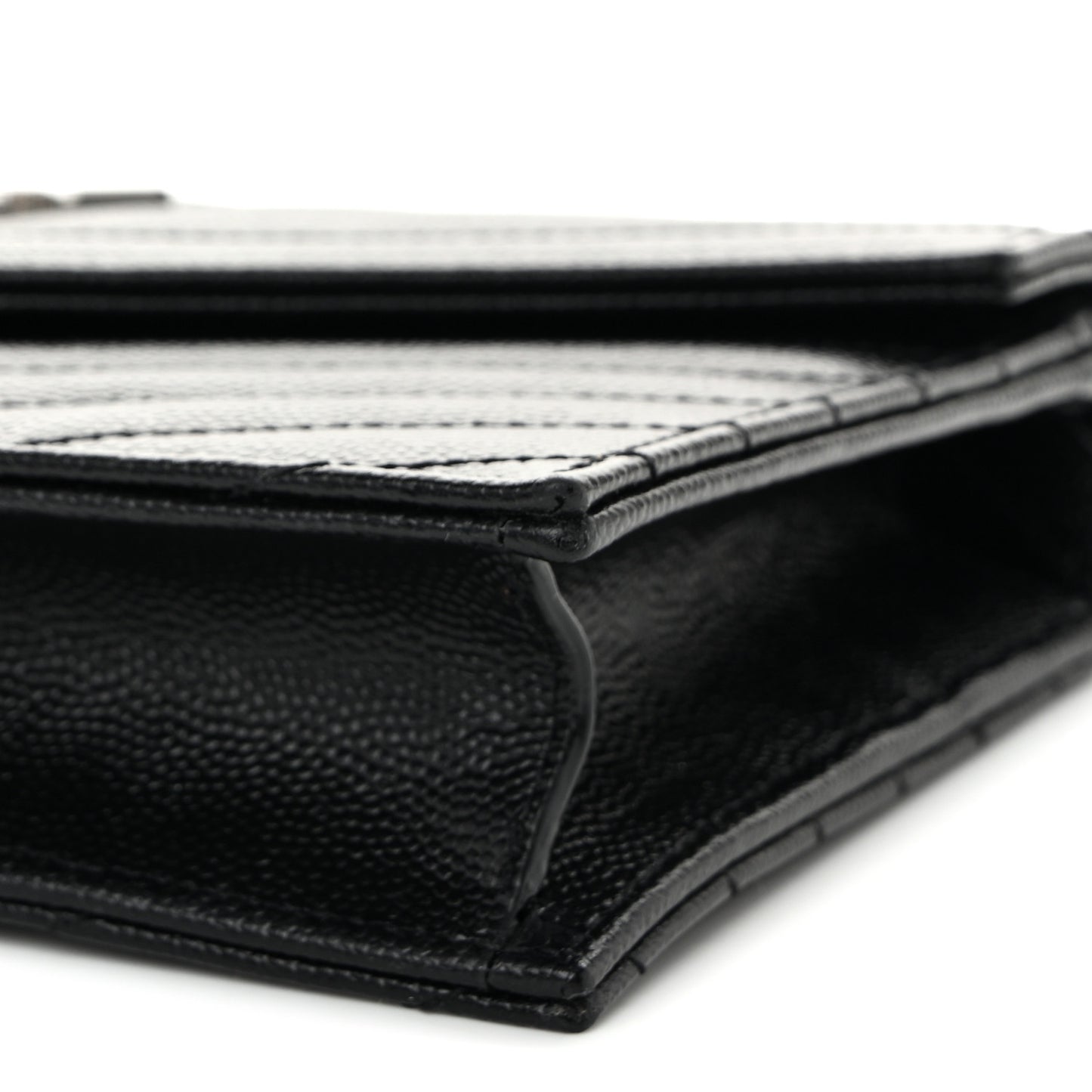Grain De Poudre Matelasse Chevron Monogram Chain Wallet Black
