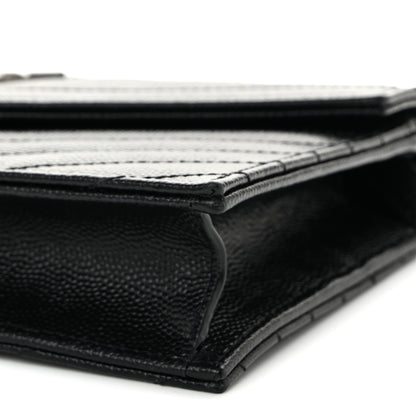 Saint Laurent Grain De Poudre Matelasse Chevron Monogram Chain Wallet Black 10 of 10