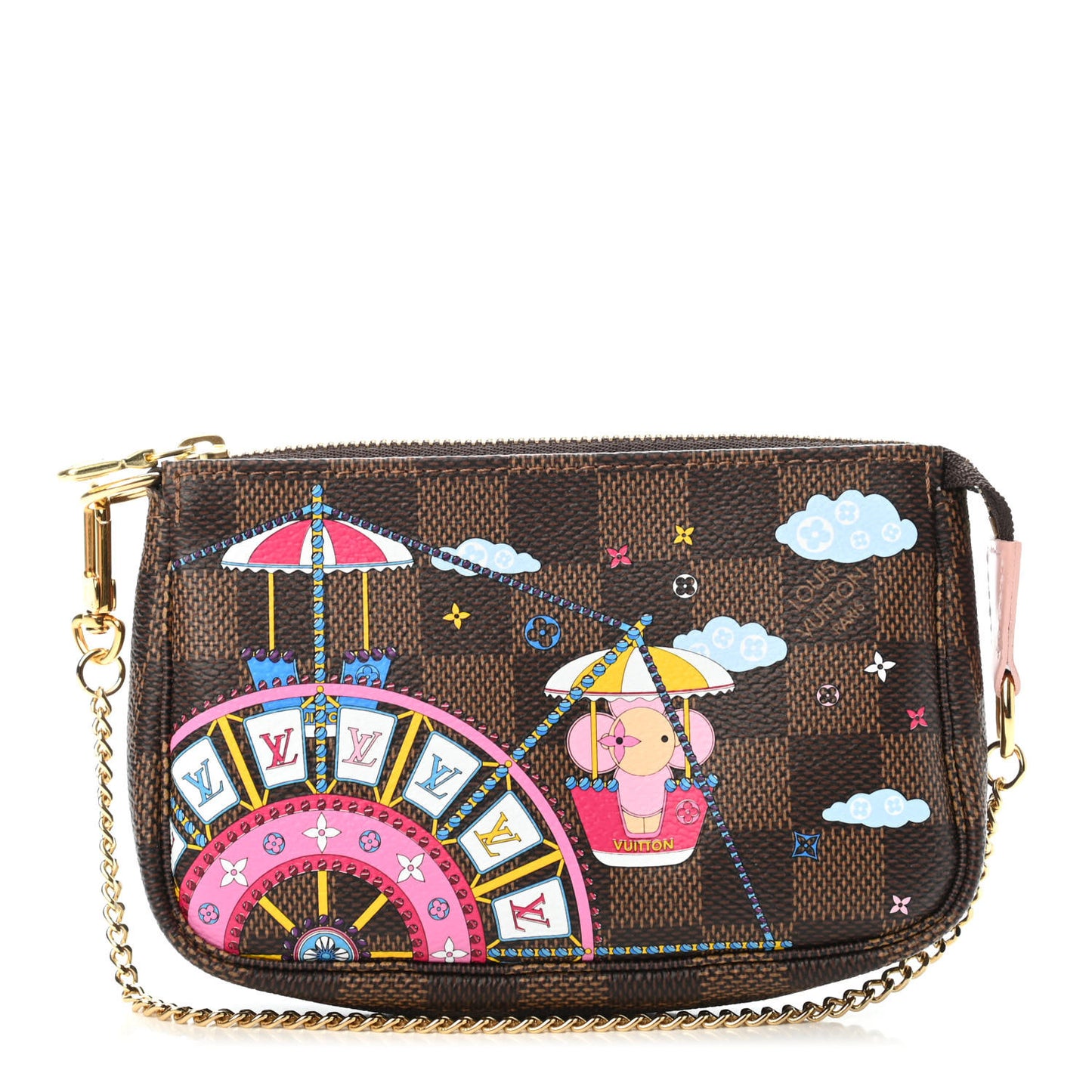 Damier Ebene 2020 Christmas Animation Big Wheel Mini Pochette Accessories Rose Ballerine