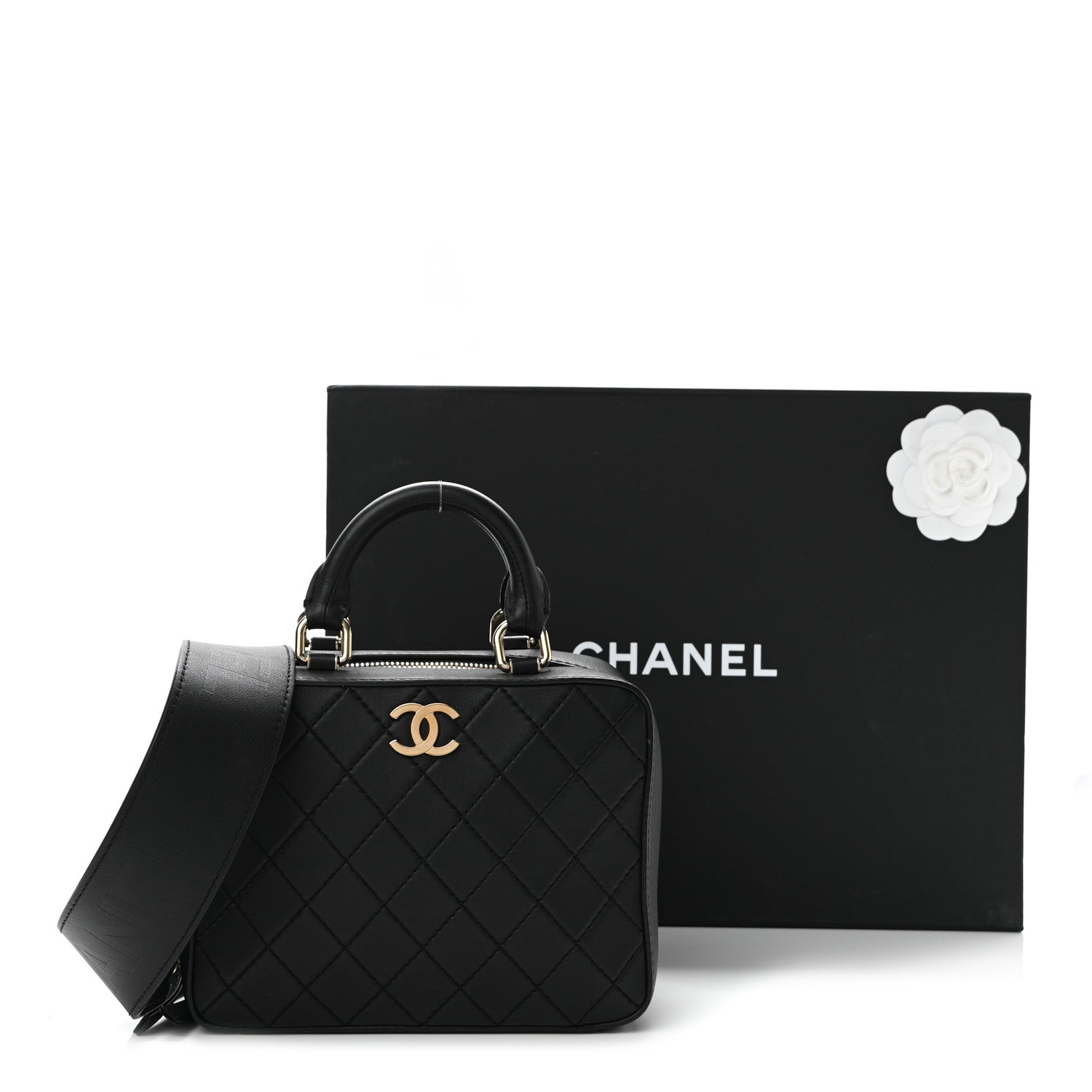 Chanel Calfskin Quilted Travel Kit Vanity Case Black 11 of 11
