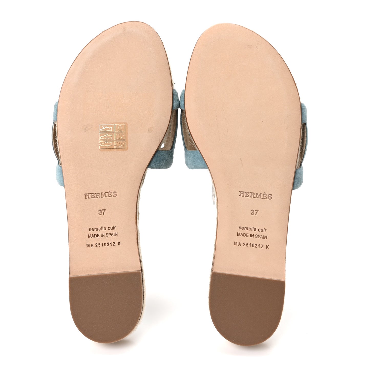 Suede Goatskin Famosa Espadrille Sandals 37 Bleu Citadin