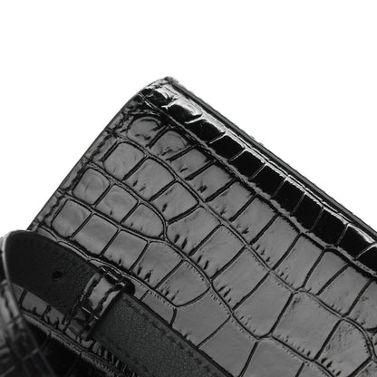 Saint Laurent Calfskin Crocodile Embossed Monogram Kate Belt Bag Black 10 of 10