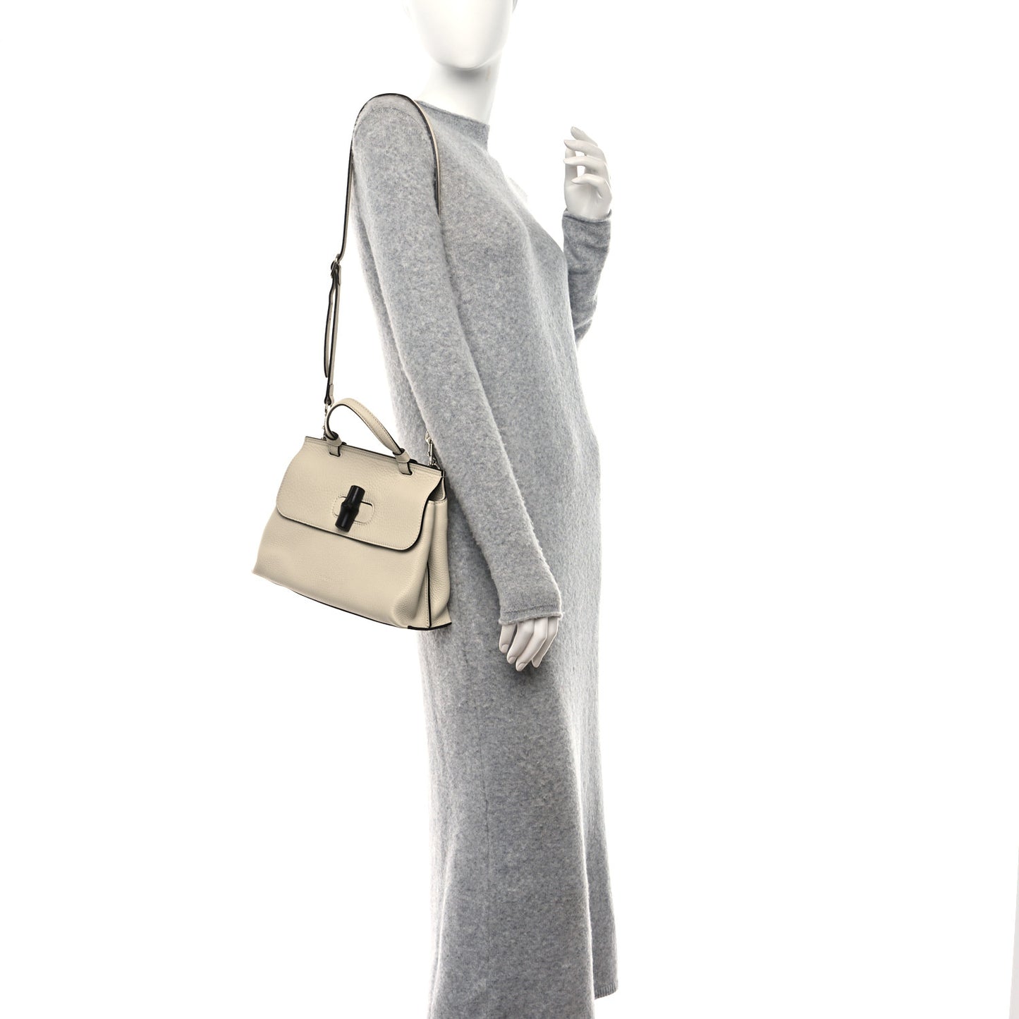 Cellarius Calfskin Small Bamboo Daily Top Handle Bag Mystic White