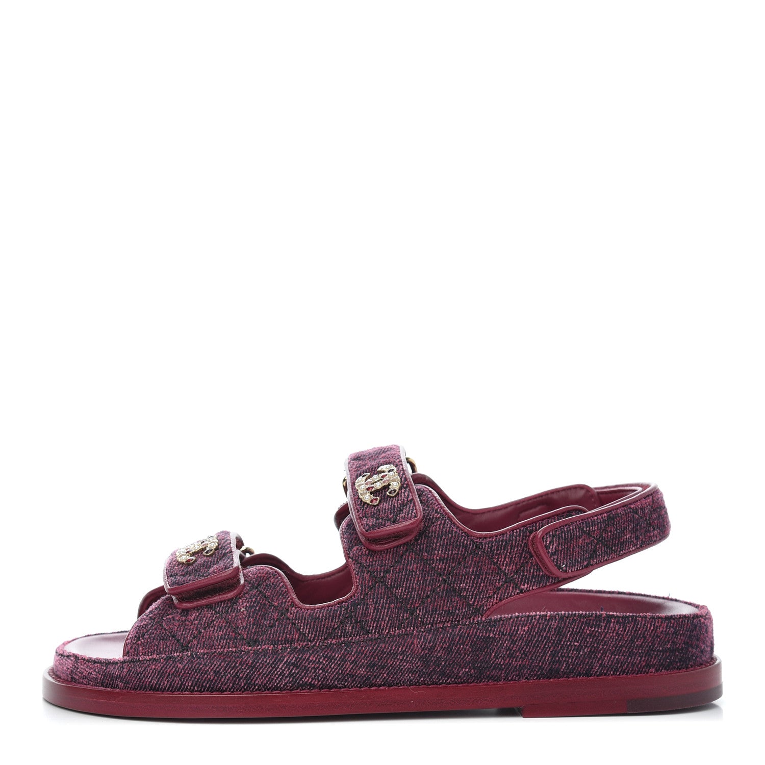 Chanel Velvet Velcro Dad Sandals 37 Pink 1 of 9